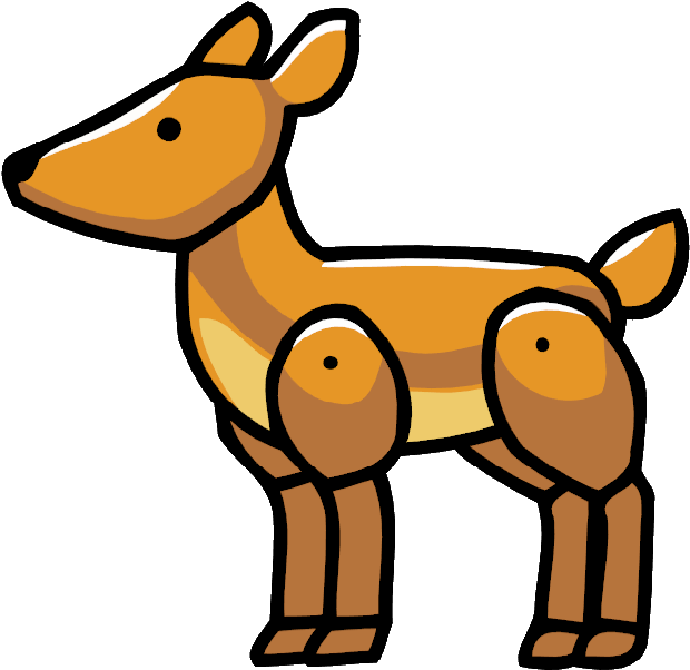 fawn 桌布 壁紙 — 一隻風格化的卡通鹿，帶有橙色和棕色色調，側面站立在黑色背景上。