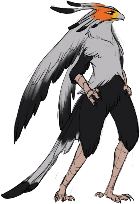 動漫 桌布 壁紙 — 一隻風格化的擬人化鳥，擁有橙色頭部、白色翅膀和黑色尾巴，自信地站在黑色背景前。