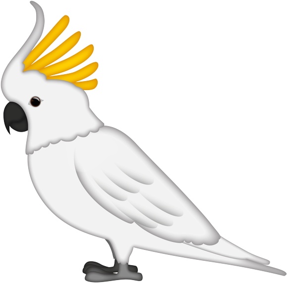 cockatoo 桌布 壁紙 — 一隻風格化的白色鳳頭鸚鵡，帶有亮黃色冠羽，側面站立在純黑色背景前。
