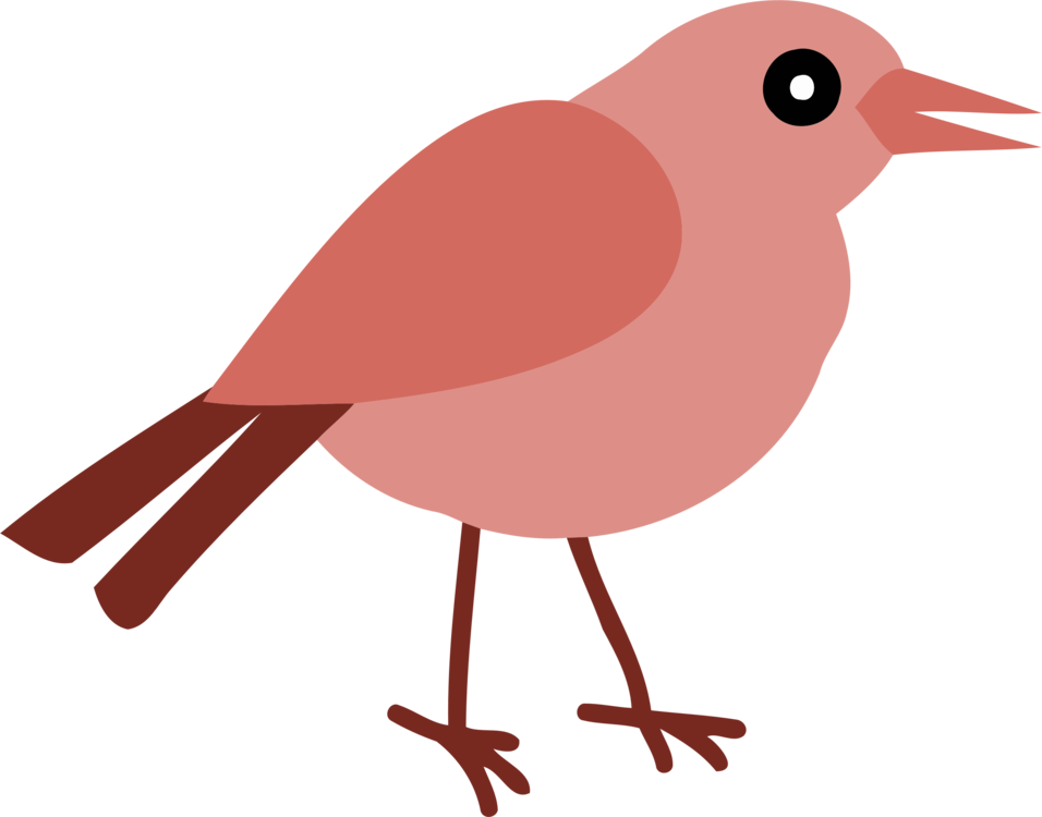 Clip Art 桌布 壁紙 — 一隻風格化的粉紅色鳥，有棕色尾巴和腿，站在純黑色背景前。