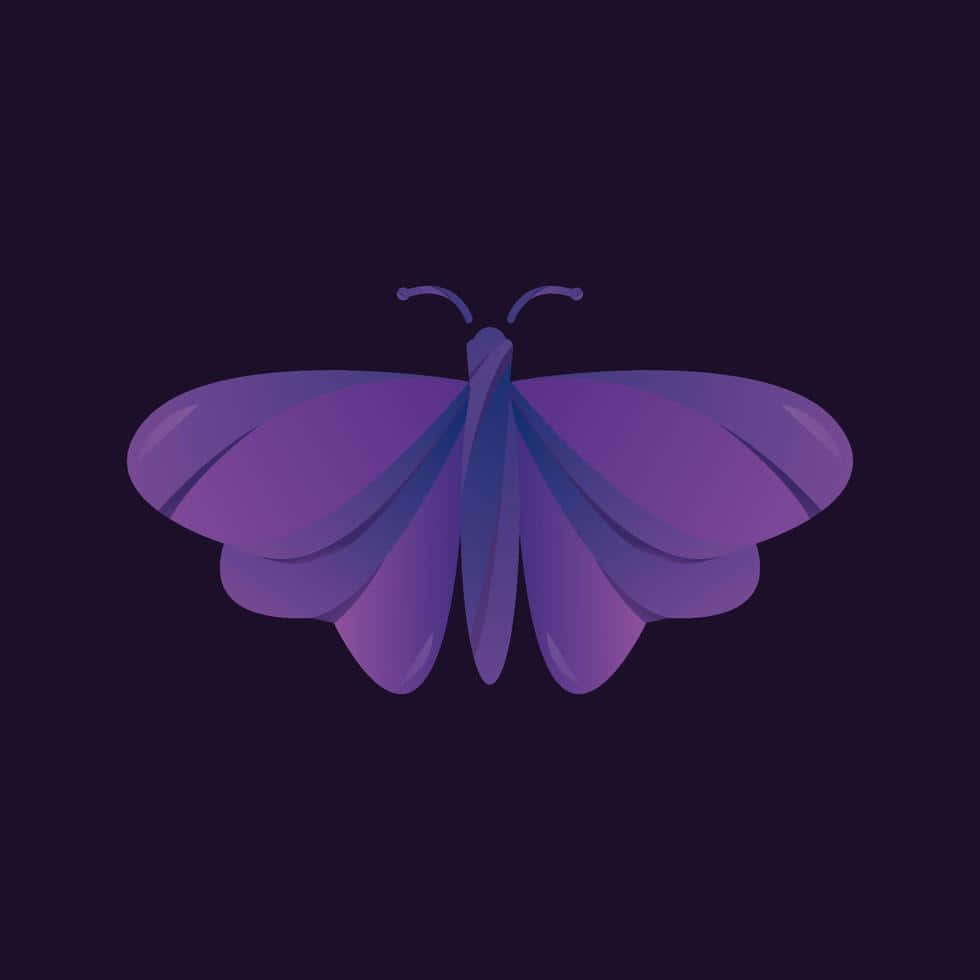 Purple Butterfly iPhone 桌布 壁紙 — 一隻風格化的紫色蝴蝶，帶有層疊翅膀，在深色背景上漂浮。