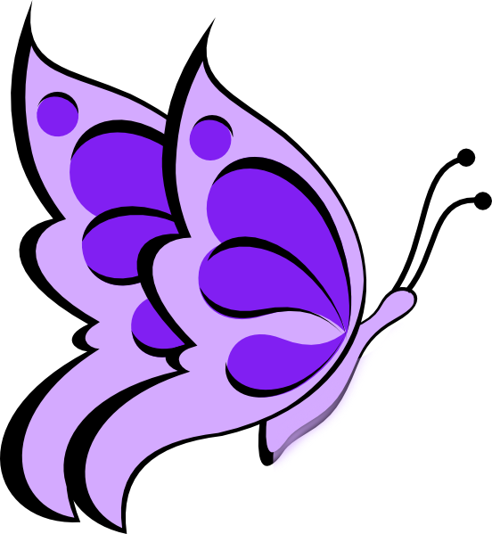 Butterfly Wings 桌布 壁紙 — 一隻風格化的紫色蝴蝶，帶有粗黑輪廓和翅膀上的圓形圖案。
