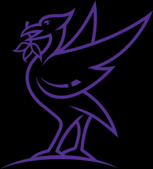 Logo Design 桌布 壁紙 — 一隻風格化的紫色鳥，翅膀展開，喙中叼著橄欖枝，站在黑色背景前。