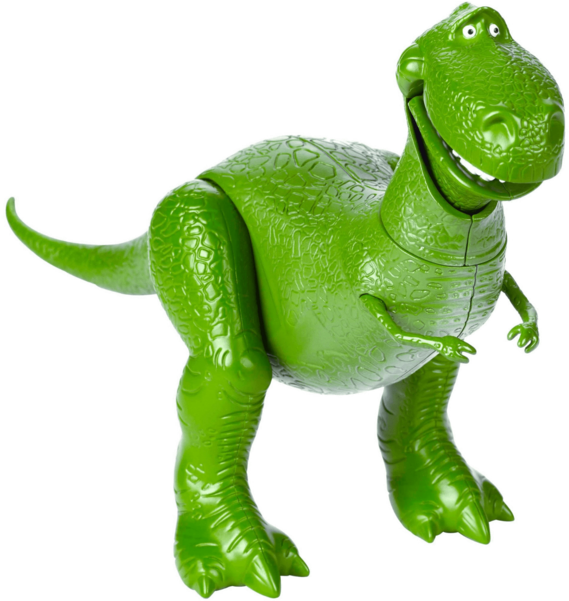 Dino 桌布 壁紙 — 一隻鮮綠色塑膠玩具恐龍帶著愉快表情站在黑色背景前。