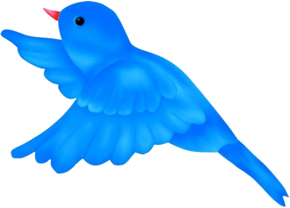 Bird Flying 桌布 壁紙 — 一隻鮮豔的藍色卡通鳥，紅色的喙，在漆黑的背景下翱翔於半空中。
