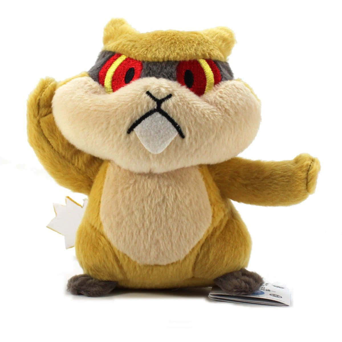 Chipmunks 桌布 壁紙 — 一隻黃色囓齒動物毛絨玩具，有紅色眼睛和黑色X形嘴巴，坐在白色背景前。