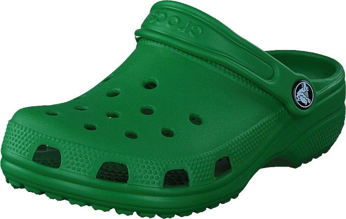 Crocs 桌布 壁紙 — 一雙亮綠色Croc clog鞋在乾淨的攝影棚照片中展示，品牌標誌清晰可見。