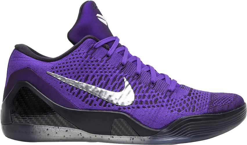 麥可·傑克森 桌布 壁紙 — 一雙充滿活力的紫色Nike Kobe運動鞋，帶有銀色勾勾和黑色點綴，在純色背景上以銳利的細節呈現。
