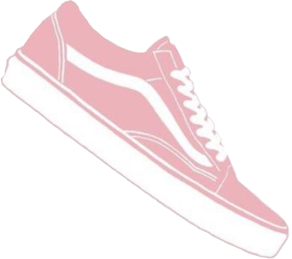 Vans 桌布 壁紙 — 一雙極簡風格的粉紅色運動鞋，白色鞋帶和鞋底，在黑色背景上以白色勾勒輪廓。