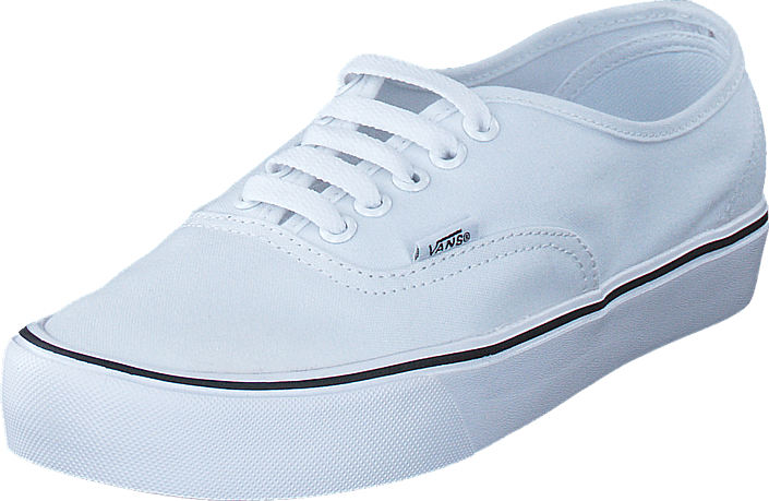 Vans 桌布 壁紙 — 一雙純白色Vans運動鞋，帶黑色飾邊和鞋帶，在黑色背景上孤立。
