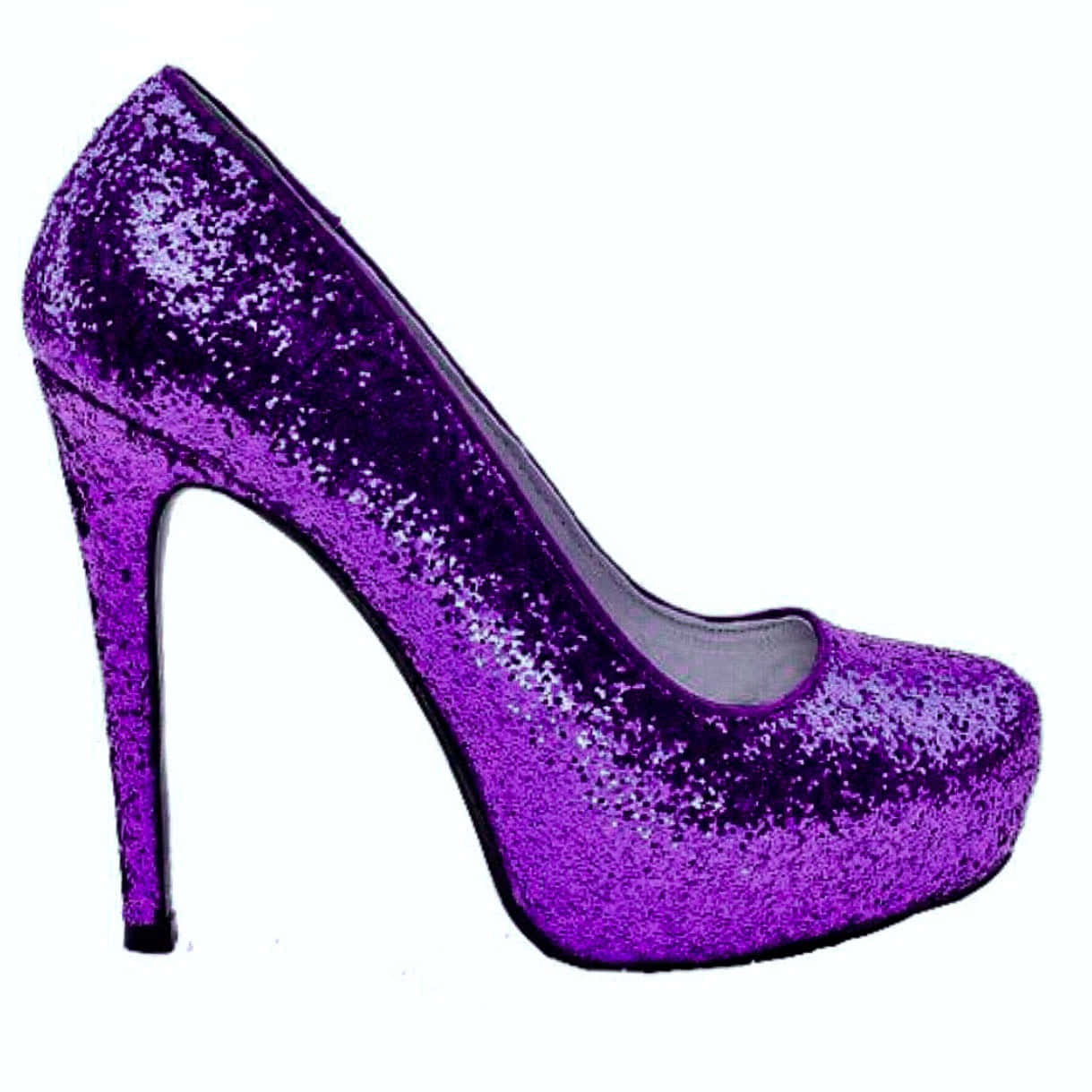 Purple Shoes 桌布 壁紙 — 一雙閃亮紫色亮粉厚底細跟高跟鞋，白色背景。