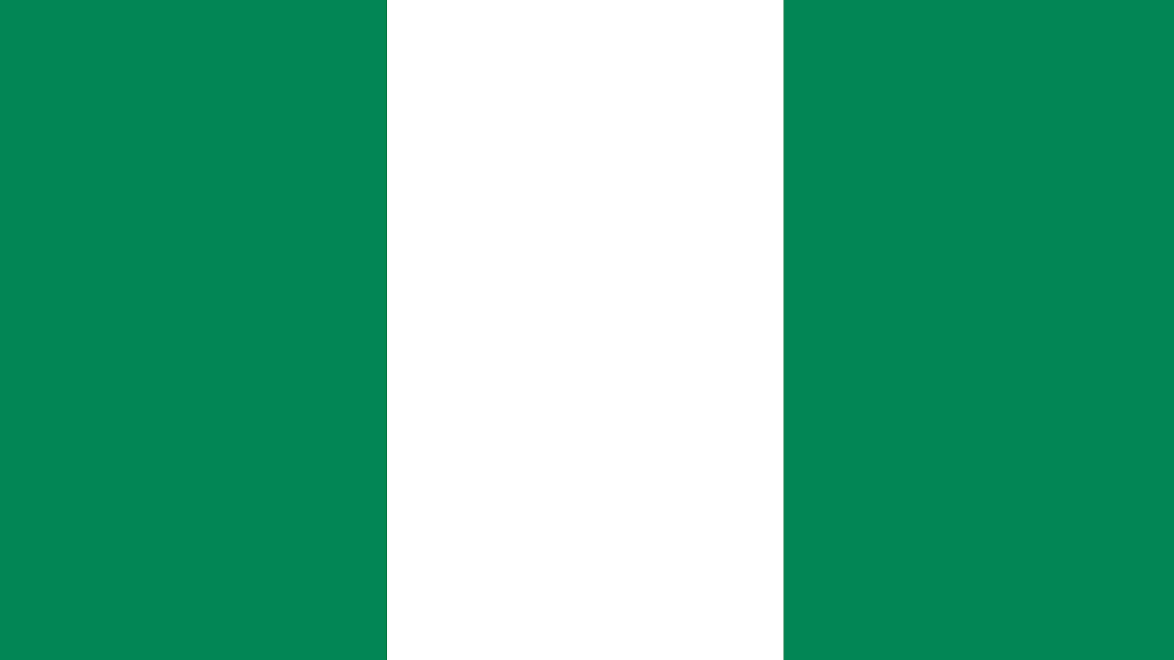 Nigeria 桌布 壁紙 — 一面大膽的奈及利亞國旗，兩條綠色垂直條紋夾著中央的白色條紋。