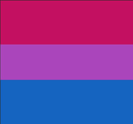 Bisexual Flag 桌布 壁紙 — 一面大膽的雙性戀旗幟，帶有洋紅色、薰衣草色和藍色的三條水平條紋。
