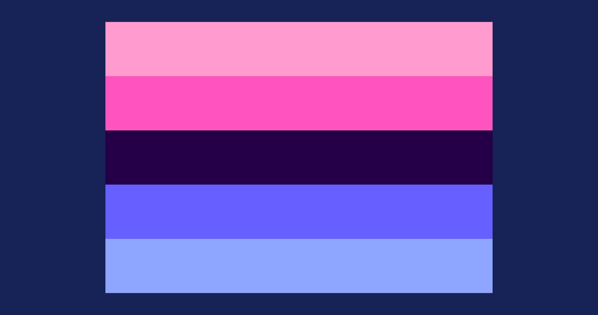 Omnisexual 桌布 壁紙 — 一面大膽的雙性戀驕傲旗，有五條水平條紋，分別是粉紅色、洋紅色、深紫色和淺藍色，背景為深海軍藍。