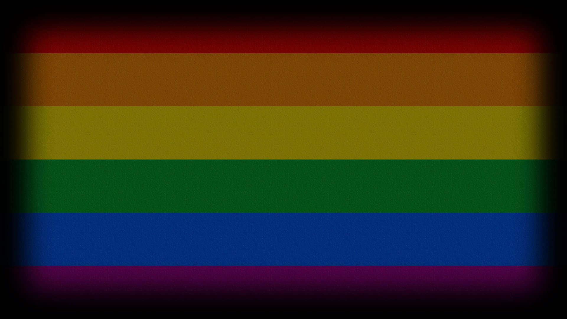 LGBT 桌布 壁紙 — 一面帶有紋理的彩虹旗，六條水平條紋被深色漸暈邊緣框住。