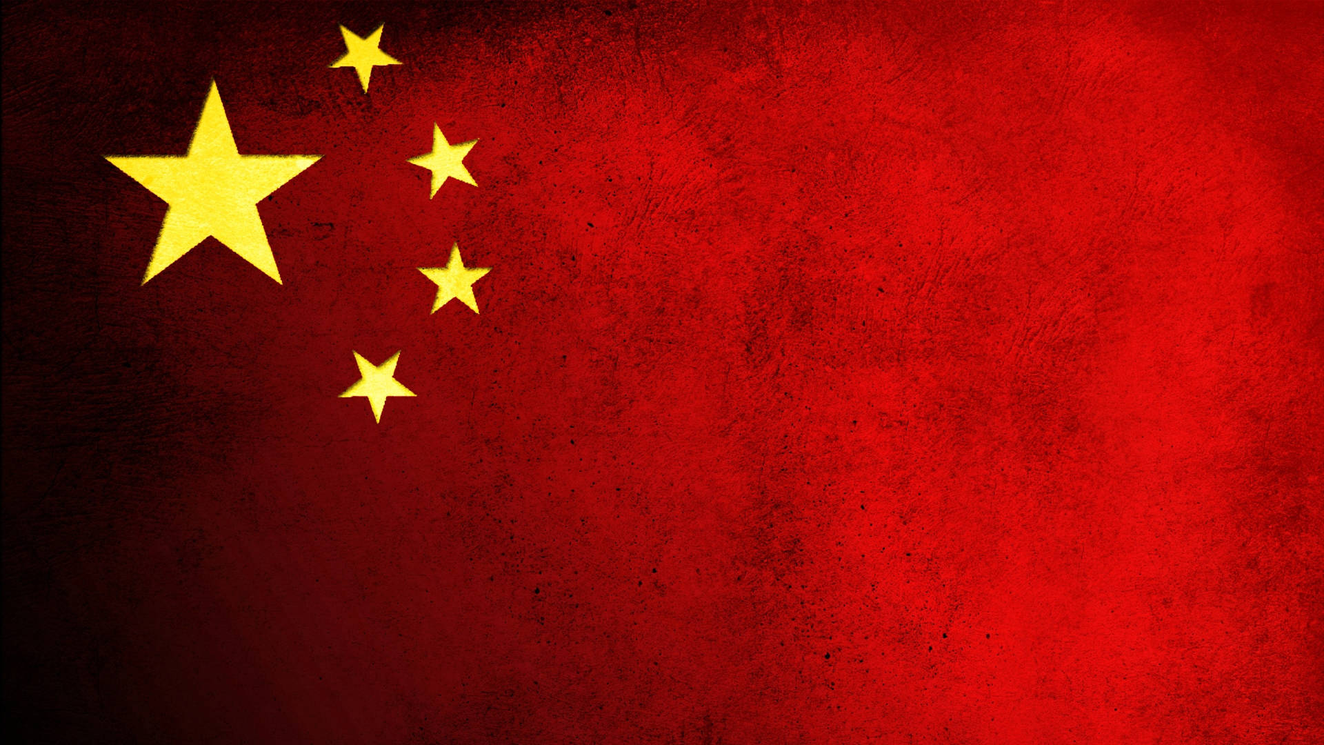 磨損的中國國旗，紅色背景和黃色星星
