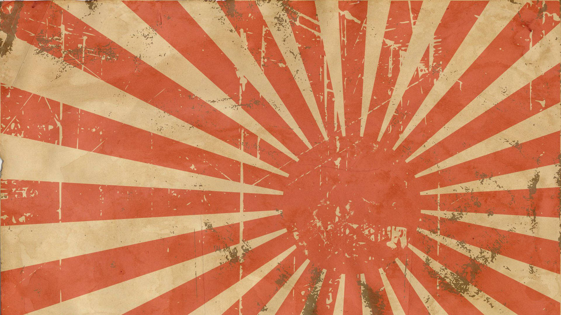風化的日本旭日旗，帶有紅色和奶油色光線。 — 日本國旗 壁紙
