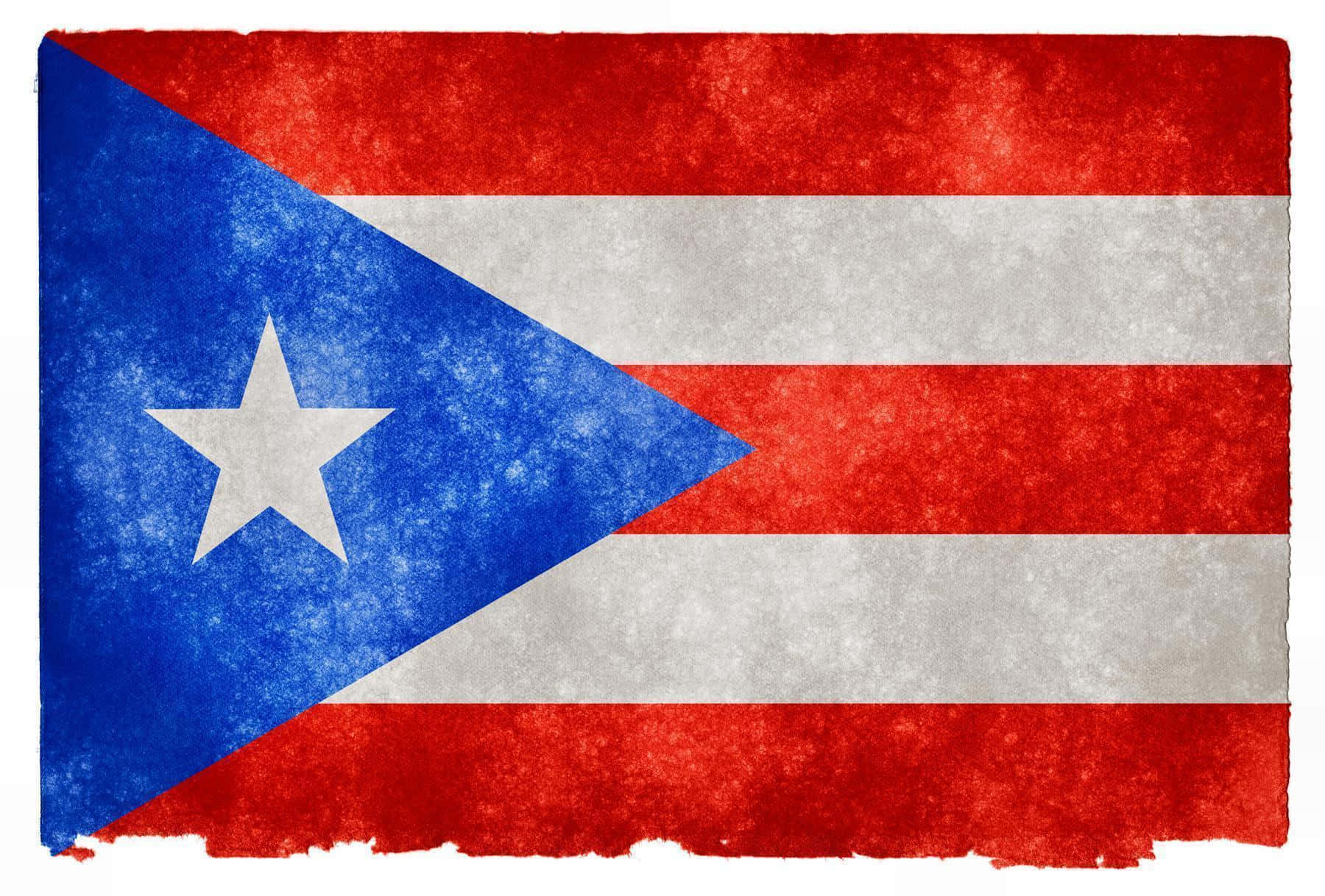 Puerto Rican 桌布 壁紙 — 一面風化的波多黎各國旗，帶有紅白條紋和一個藍色三角形，內有一顆白色星星，以紋理水彩風格呈現。