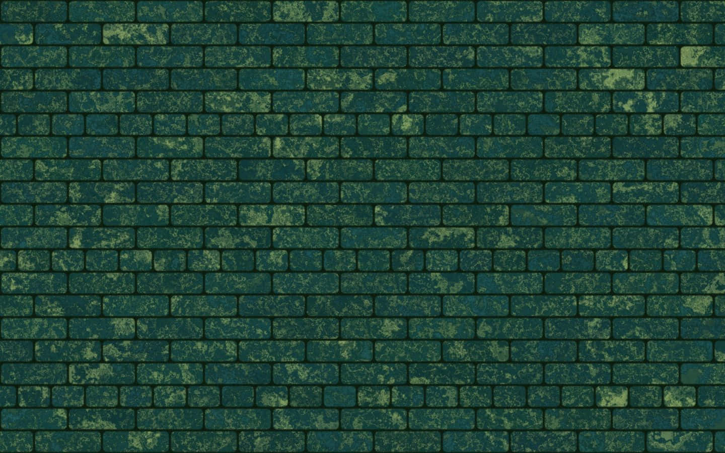 1440x900 桌布 壁紙 — 一面風化的磚牆，帶有深藍綠色和苔蘚綠的銅鏽，呈現出紋理磨損和歲月痕跡。