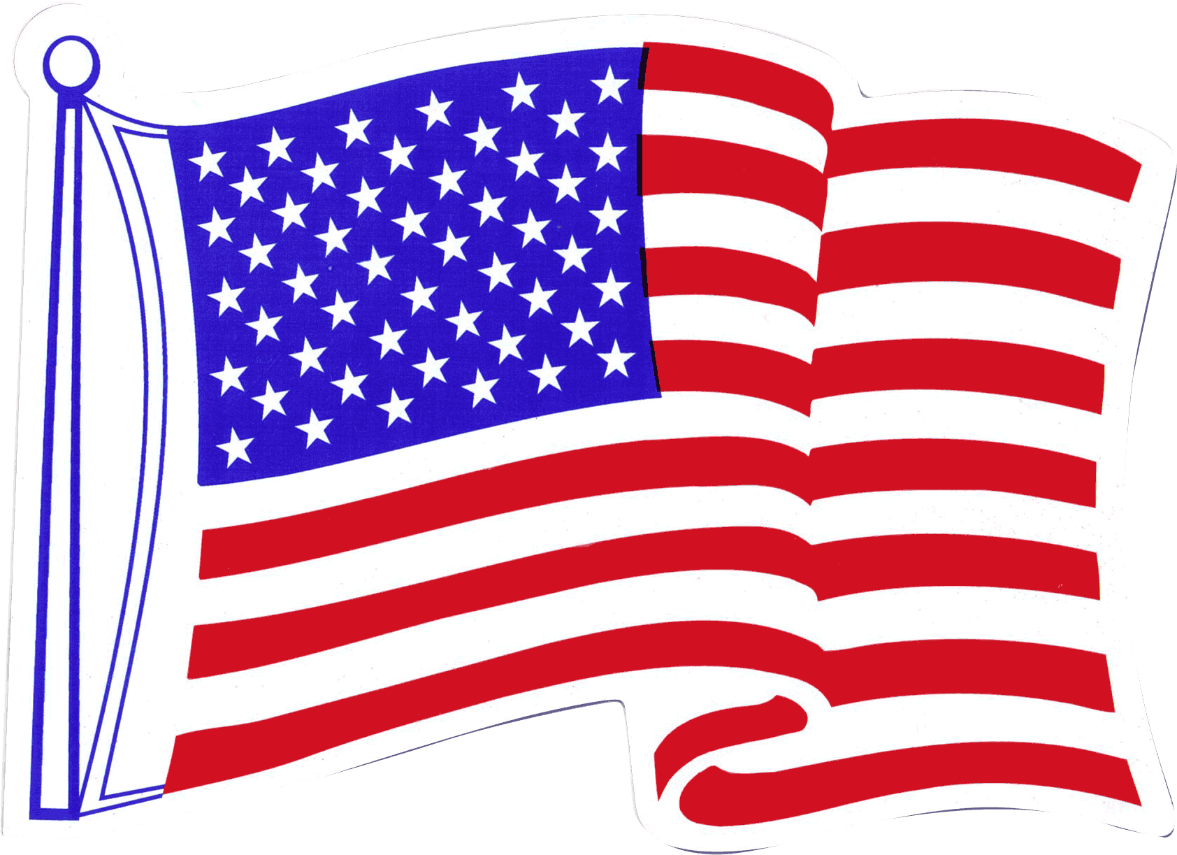 Memorial Day 桌布 壁紙 — 一面風格化的美國國旗，帶有紅、白、藍條紋和星星，在黑色背景上飄揚。