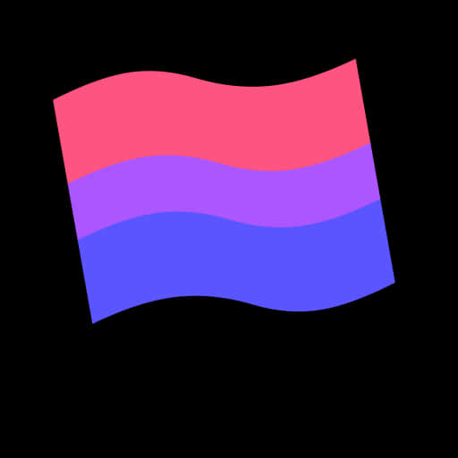 Bisexual 桌布 壁紙 — 一面風格化的雙性戀驕傲旗，帶有粉紅、紫色和藍色條紋，在黑色背景上飄揚。