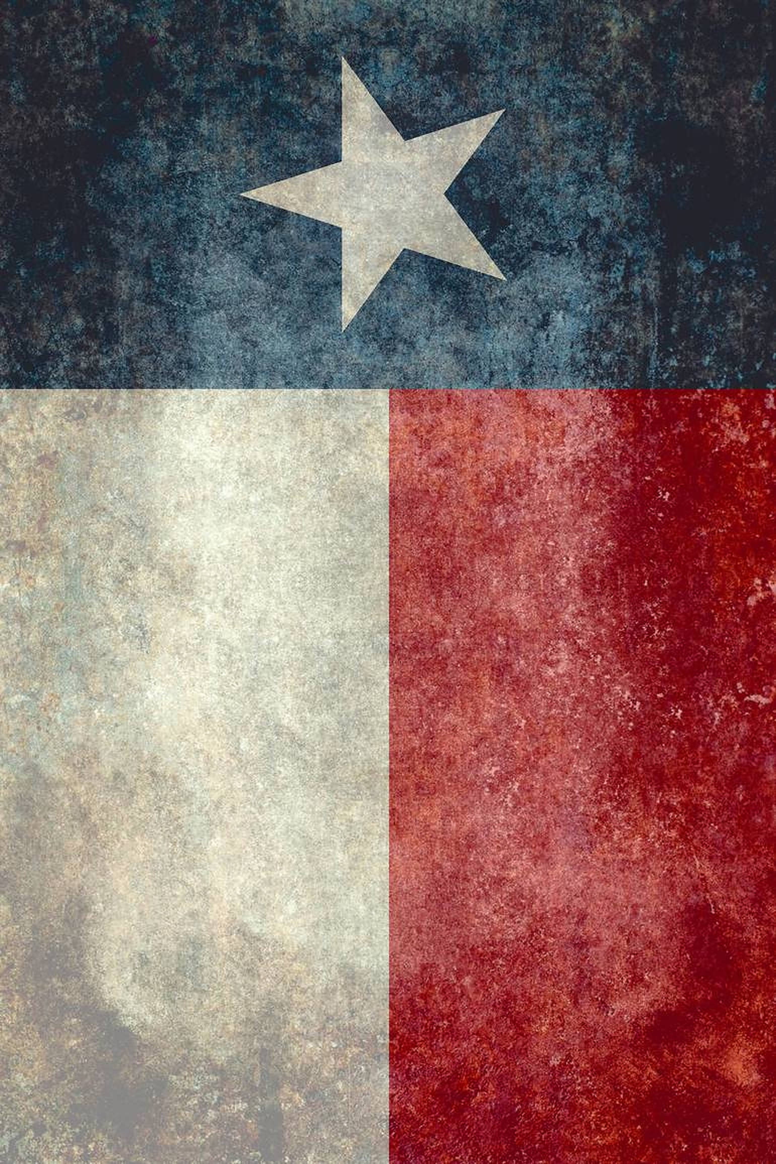 Texas Flag 桌布 壁紙 — 一面飽經風霜的德州旗幟，帶有褪色的星星和質感的紅、白、藍條紋。