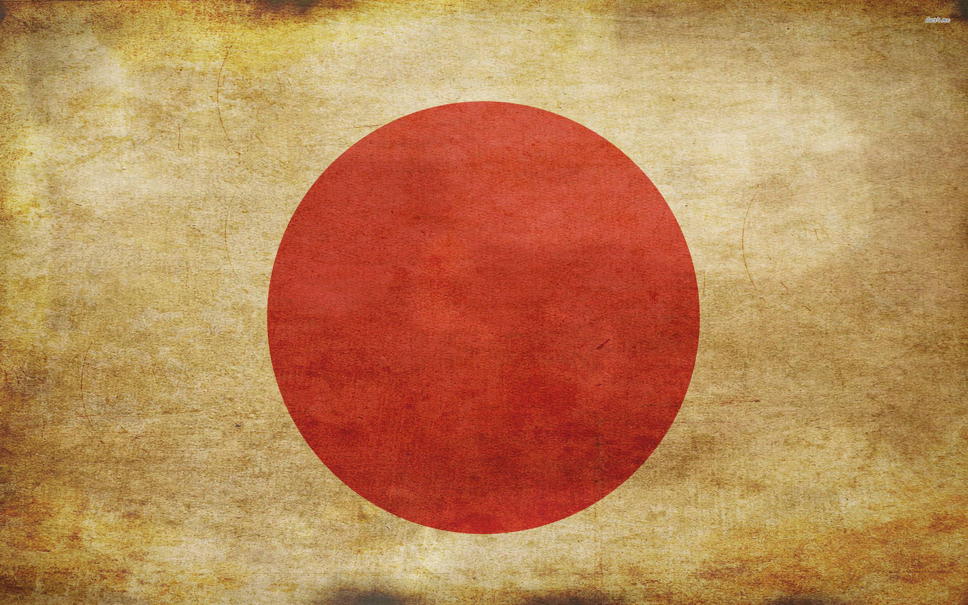 復古日本國旗，在帶有紋理的米色布料上有一個紅色圓圈。