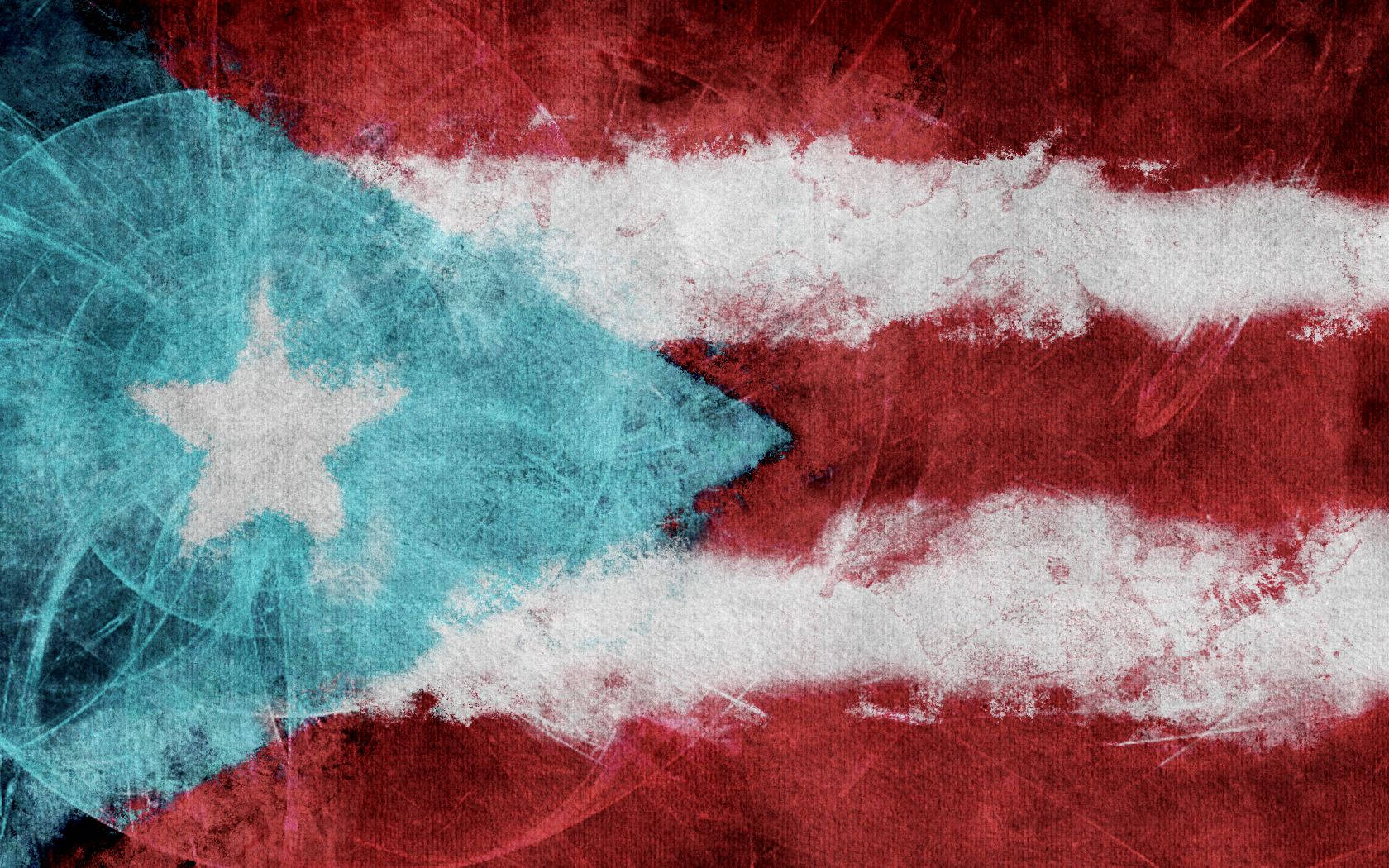 Puerto Rican Flag 桌布 壁紙 — 一面飽經風霜的波多黎各旗幟，帶有鮮明的紅、白、藍條紋和一顆星星，呈現出紋理筆觸和刮痕。