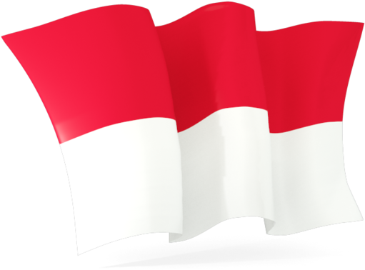 Flag 桌布 壁紙 — 一面鮮豔的紅白印尼國旗在純黑背景上動態飄揚。