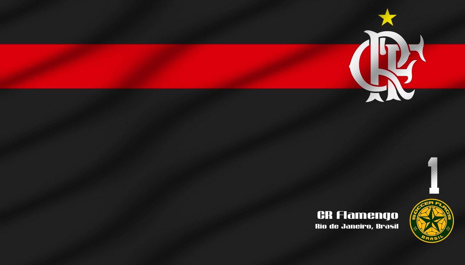 標誌 桌布 壁紙 — 一面黑色和紅色的飄揚旗幟，帶有CR Flamengo會徽和第一號標誌。