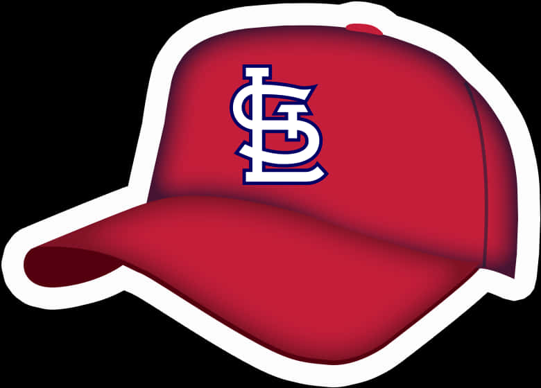 Baseball Hat 桌布 壁紙 — 一頂大膽的紅色棒球帽，正面中央有白色和藍色交織的SL標誌，背景為黑色。
