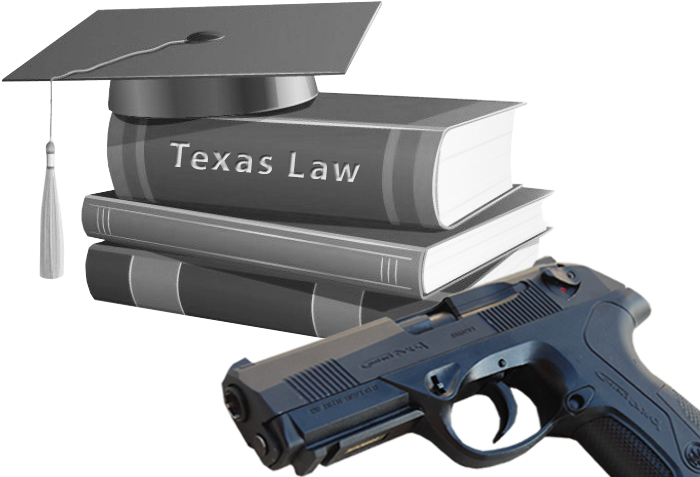 Toga 桌布 壁紙 — 一頂畢業帽放在標有 Texas Law 的法律書上，旁邊放著一把手槍。