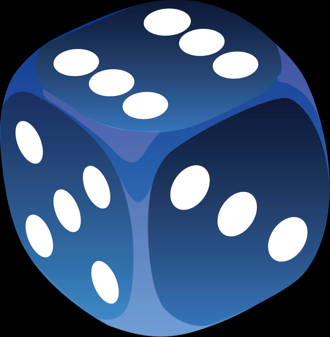 games 桌布 壁紙 — 一顆亮面藍色骰子，白色點數顯示五和三，背景為黑色。