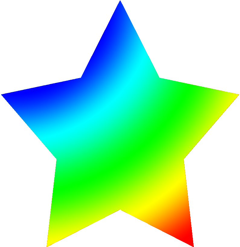Stars Clipart 桌布 壁紙 — 一顆充滿活力的彩虹漸變星星，色彩過渡流暢，襯托在純黑背景上。