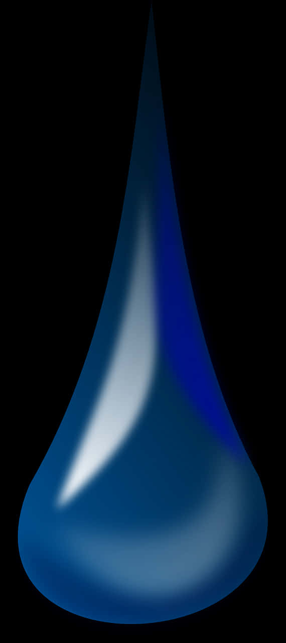 Water Droplet 桌布 壁紙 — 一顆光滑的藍色水滴懸浮在純黑色背景上，帶有柔和的光線反射。