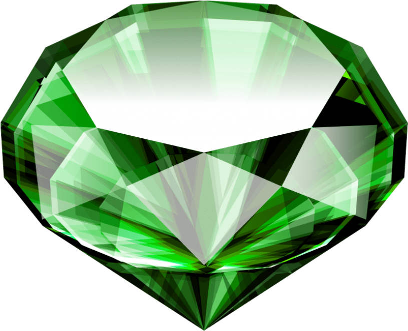 Gemstone 桌布 壁紙 — 一顆切割精美的綠色寶石，在純黑背景下以銳利切面散發光芒。