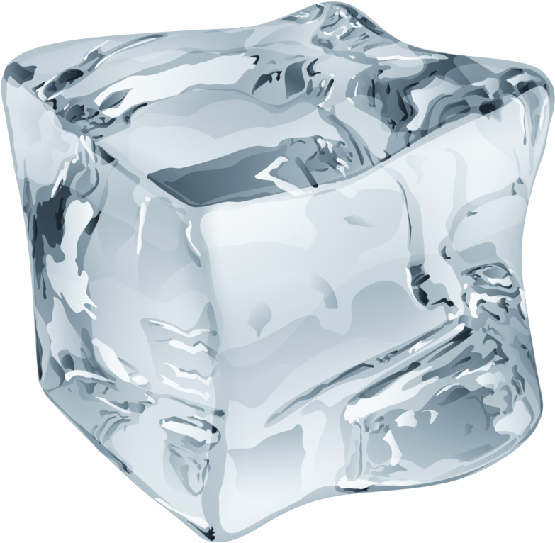 Ice Cubes 桌布 壁紙 — 一顆半透明的冰塊，邊緣參差不齊，內部有折射，襯托在純黑背景上。