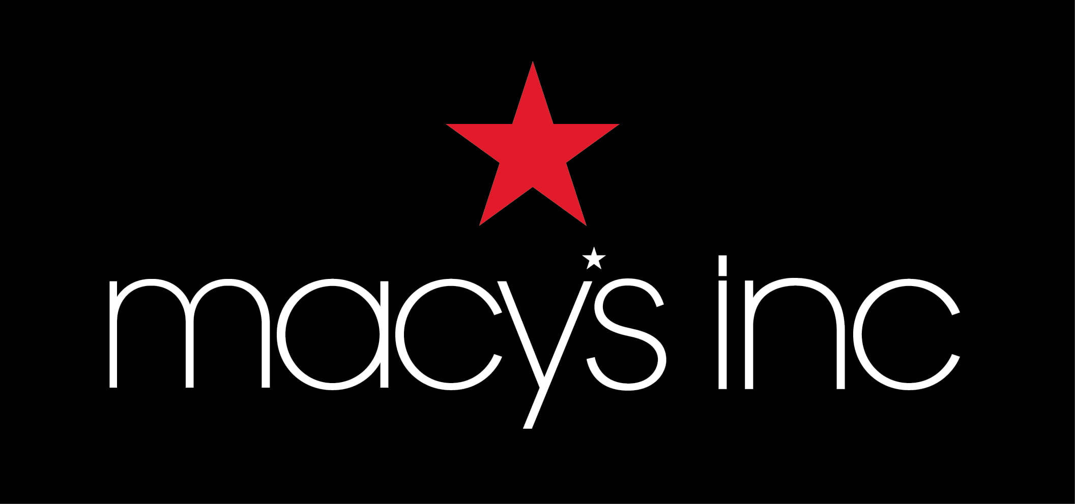 macys 桌布 壁紙 — 一顆大膽的紅色星星懸浮在純黑背景上的白色「macys inc」文字上方。