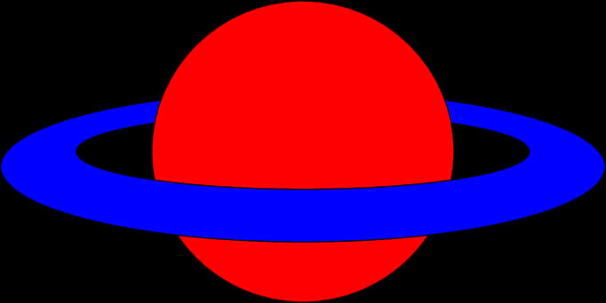 Ringed Planet 桌布 壁紙 — 一顆大膽的紅色行星，帶有厚厚的藍色環，置於嚴峻的黑色背景上。