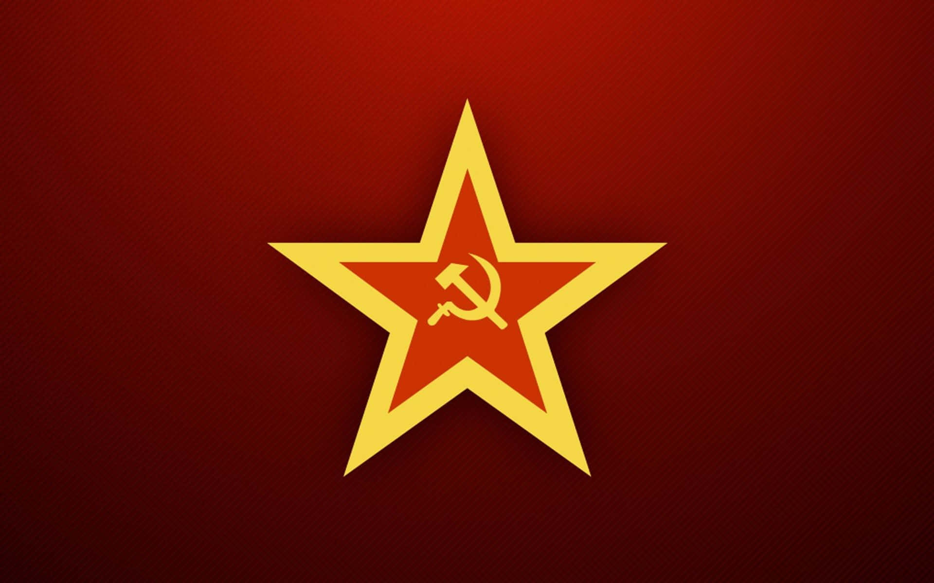 Red Star 桌布 壁紙 — 一顆大膽的金色星星，中央帶有鐮刀錘子標誌，置於有紋理的深紅色背景上。
