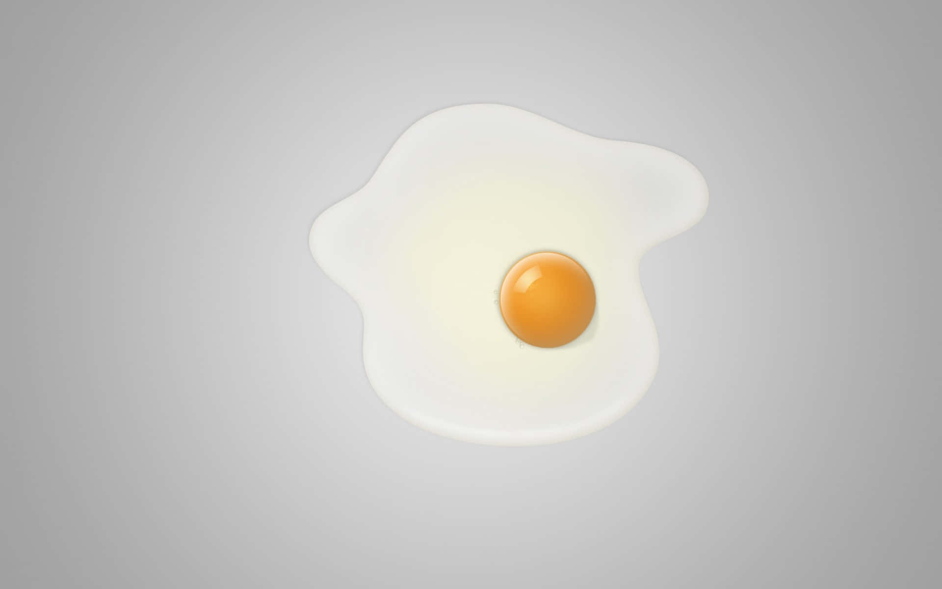 Egg White 桌布 壁紙 — 一顆完美煎蛋，亮橙色蛋黃位於柔軟蛋白中央，襯以中性灰色背景。