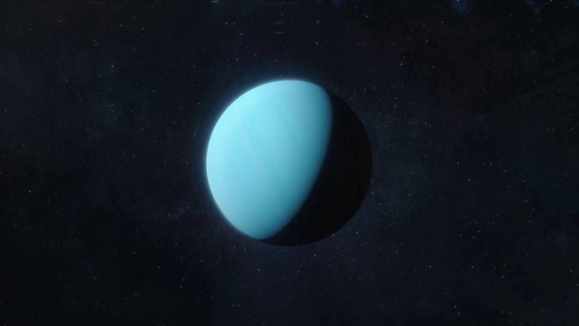 太陽系 桌布 壁紙 — 一顆寧靜的藍色行星帶有微妙的條紋，在佈滿星辰的宇宙虛空中柔和地發光。