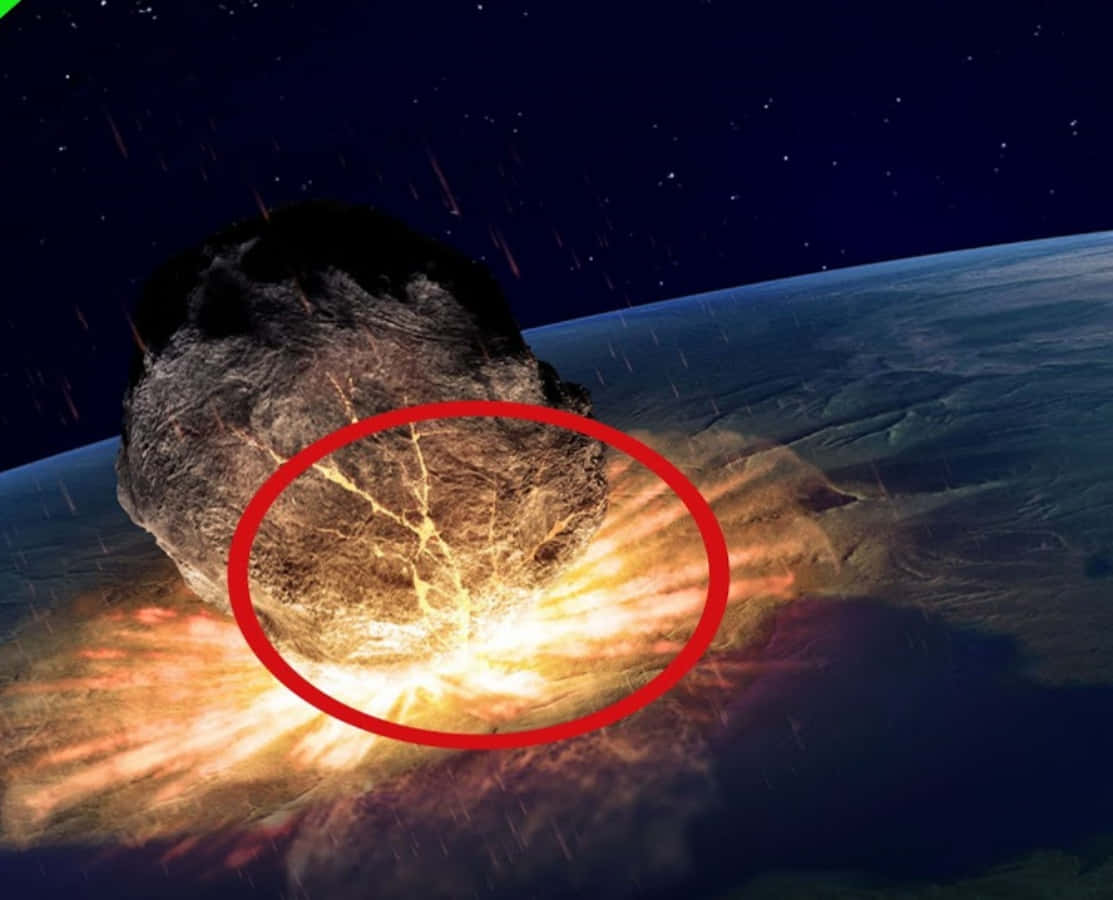 Scary Space 桌布 壁紙 — 一顆巨大的小行星撞擊地球大氣層，在繁星點點的夜空下產生猛烈爆炸。