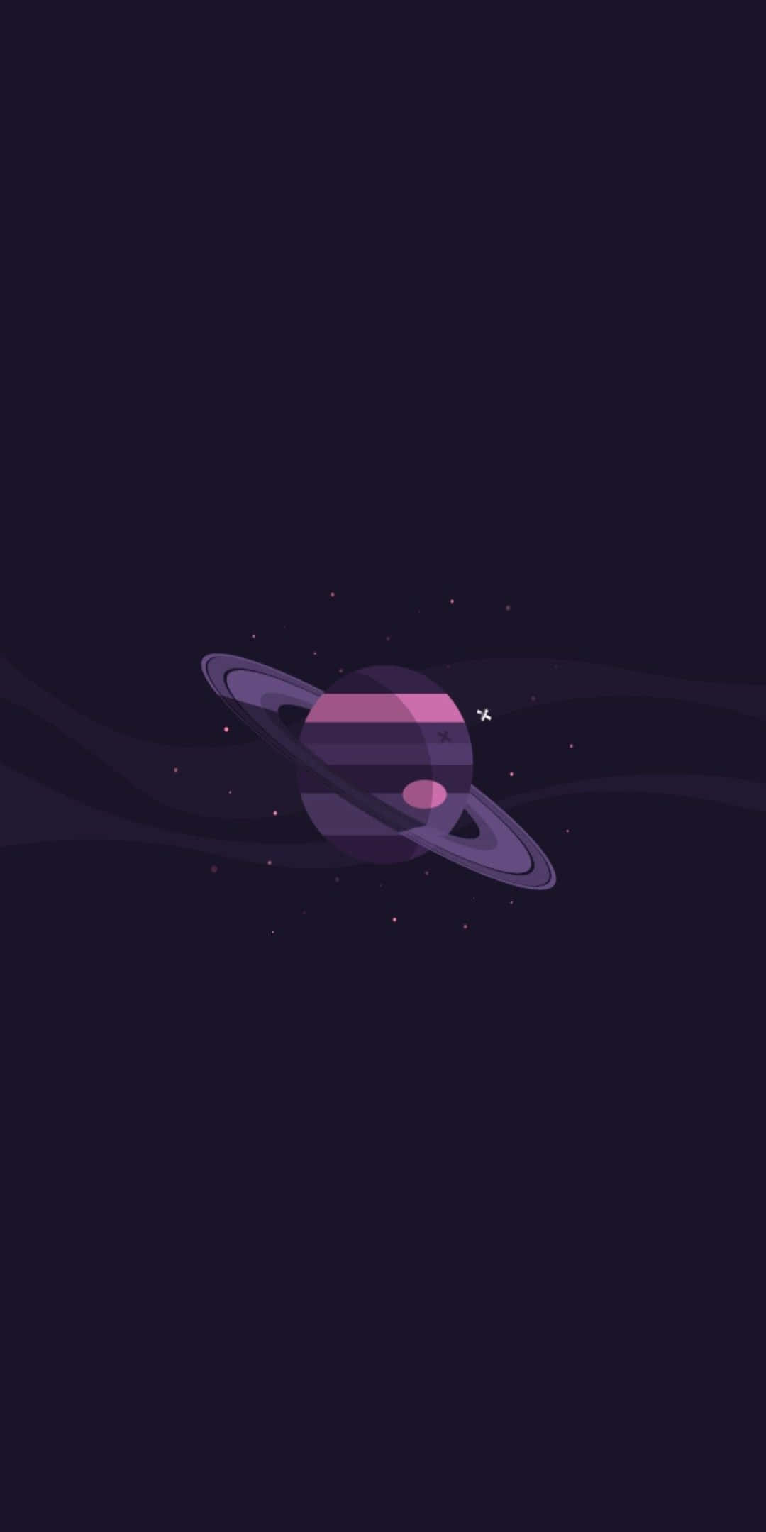 Pixel 3 Minimal 桌布 壁紙 — 一顆帶有光環的紫色風格行星漂浮在點綴著微小星點的黑暗宇宙虛空中。