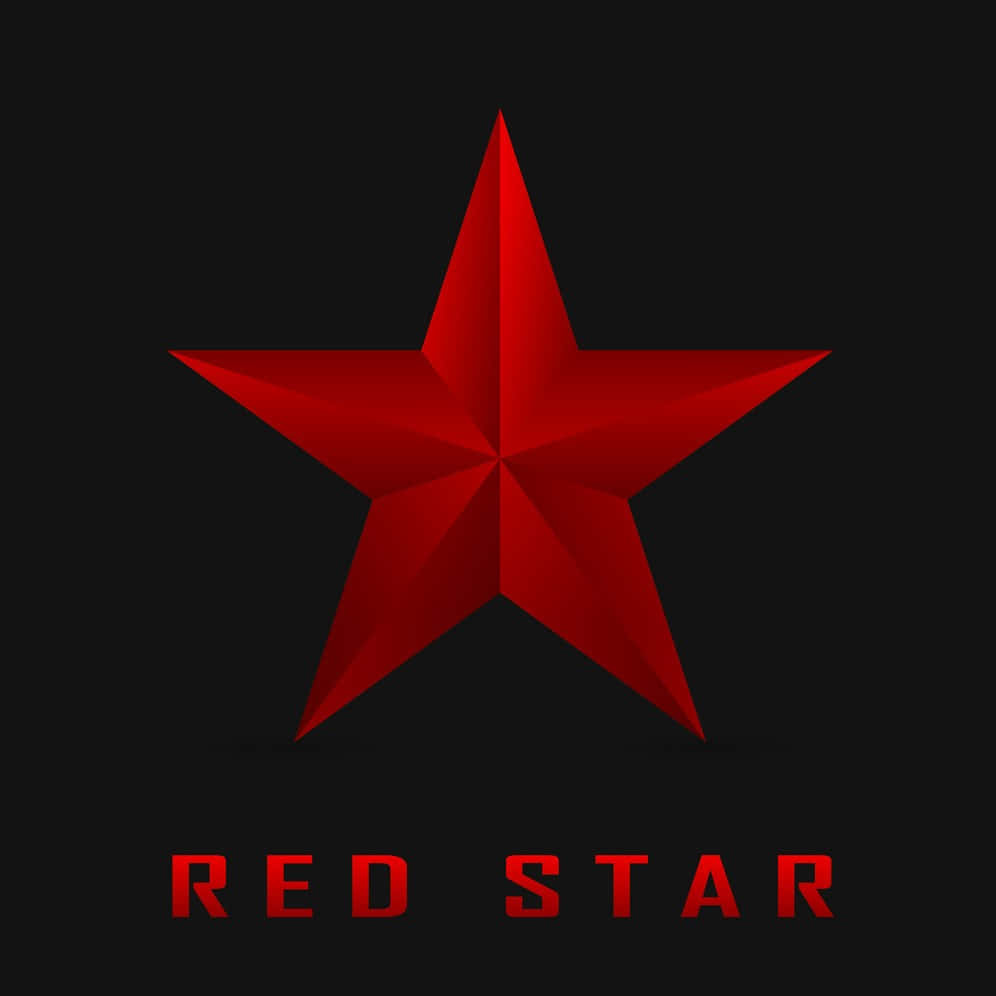 Red Star 桌布 壁紙 — 一顆帶有幾何切面的醒目紅星在黑色背景上發光，下方有相配的紅色文字。