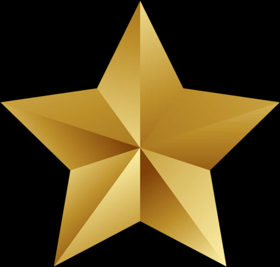 Golden Star 桌布 壁紙 — 一顆帶有幾何切面的金色星星在純黑色背景上閃耀。