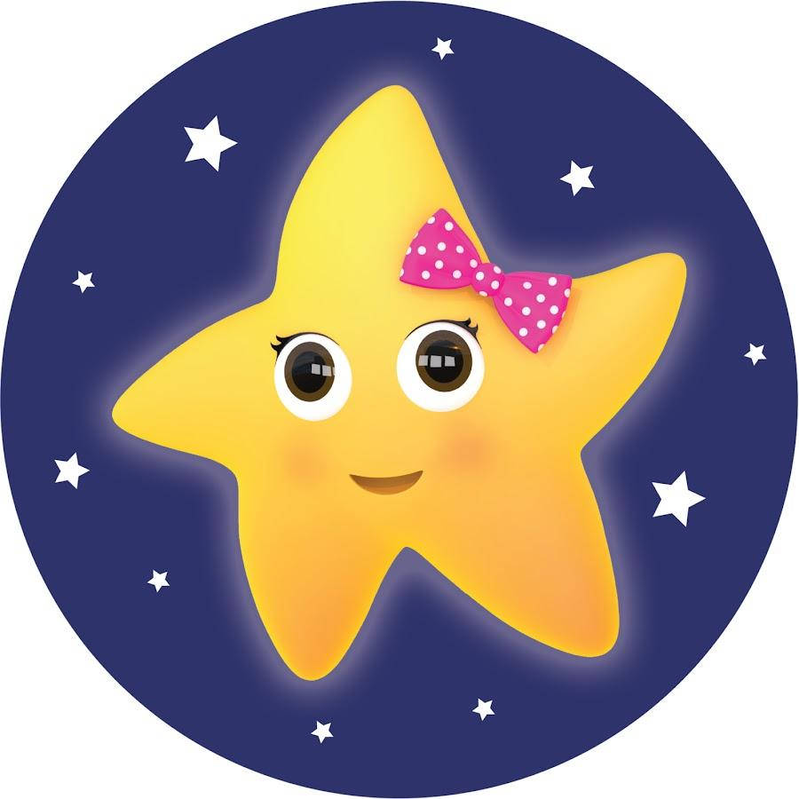 星星動圖 桌布 壁紙 — 一顆快樂的黃色卡通星星，戴著粉紅色圓點蝴蝶結，在深藍色星空下微笑。
