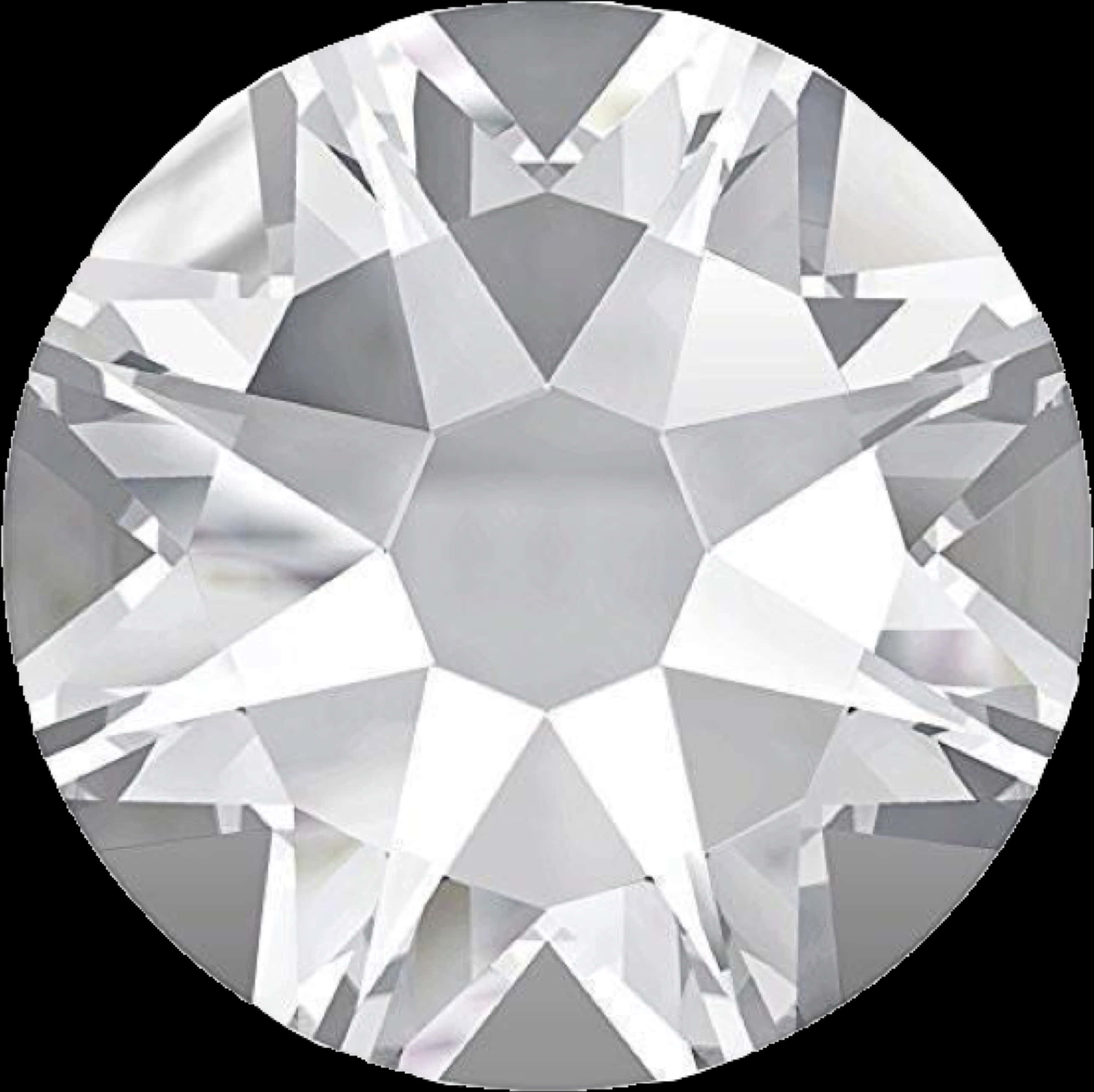 crystals 桌布 壁紙 — 一顆明亮式切割圓形鑽石的近距離特寫，在黑色背景上展現出銳利的刻面和耀眼的光線反射。