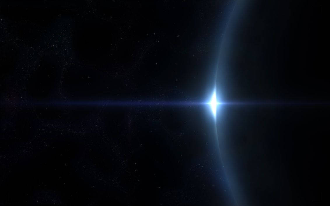 Sci 桌布 壁紙 — 一顆明亮的藍色恆星在黑暗的宇宙背景下強烈閃耀，伴隨著微弱的星雲絲縷和遙遠的星星。