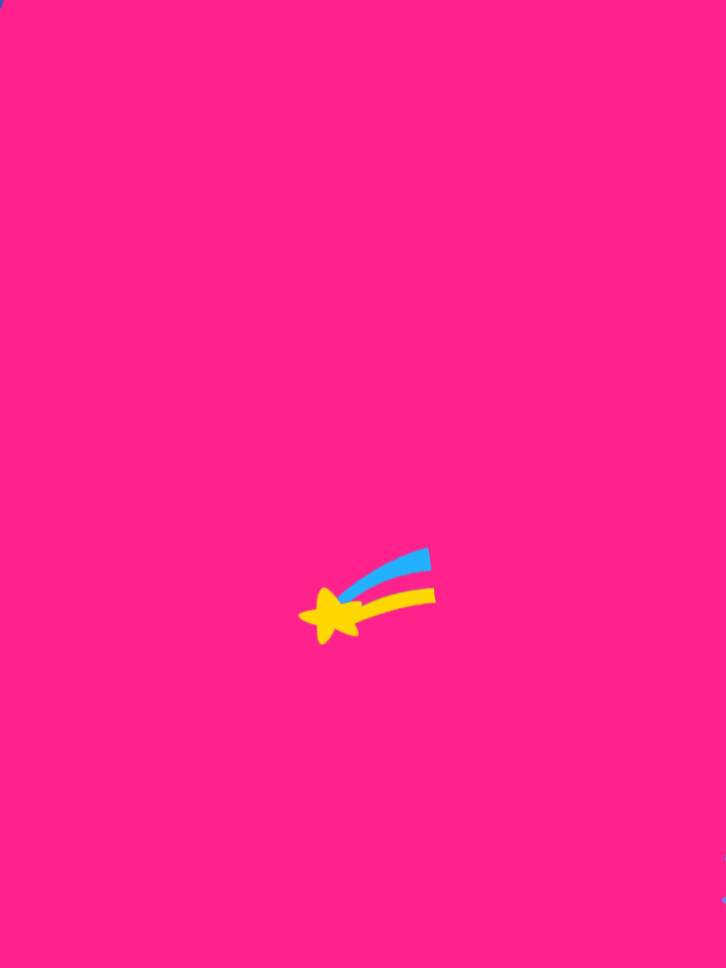 Pansexual 桌布 壁紙 — 一顆明亮的黃色星星，帶有藍色和黃色的軌跡，劃過鮮豔的粉紅色背景。